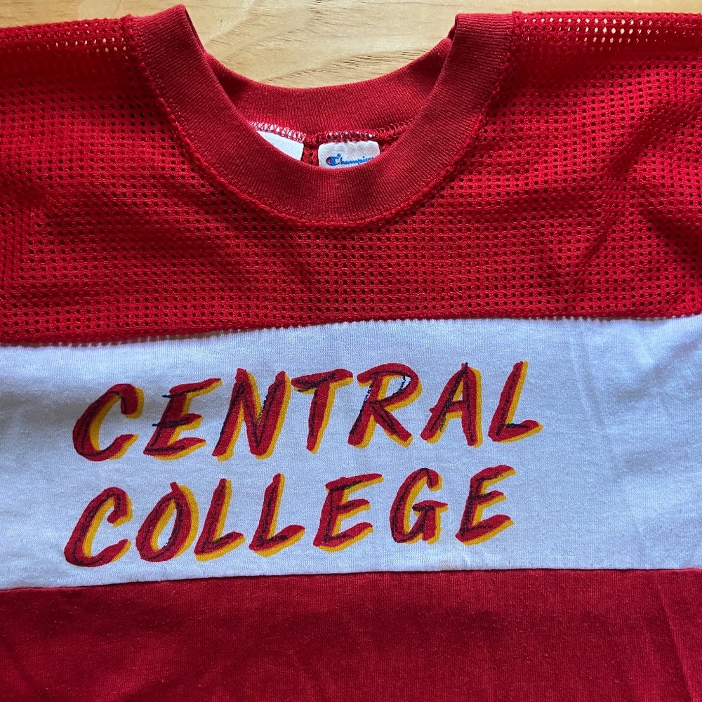 Vintage Mesh Top Central College red Tee Shirt